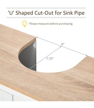 kleankin Bathroom Pedestal Under Sink Cabinet Floor  Storage Shelf Double Door