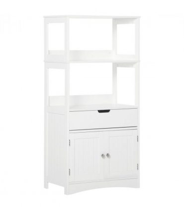 kleankin Bathroom Floor Storage Cabinet Kitchen Sideboard Standing Unit  Doors