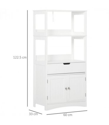 kleankin Bathroom Floor Storage Cabinet Kitchen Sideboard Standing Unit  Doors