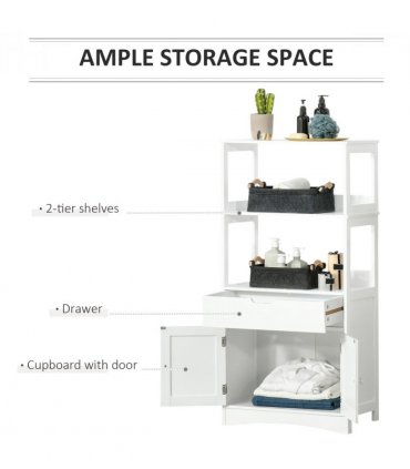 kleankin Bathroom Floor Storage Cabinet Kitchen Sideboard Standing Unit  Doors