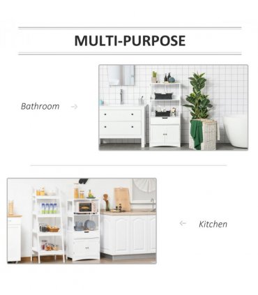 kleankin Bathroom Floor Storage Cabinet Kitchen Sideboard Standing Unit  Doors