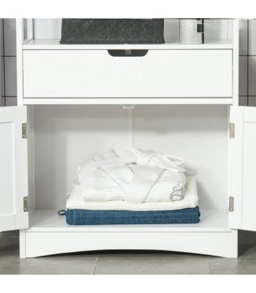 kleankin Bathroom Floor Storage Cabinet Kitchen Sideboard Standing Unit  Doors