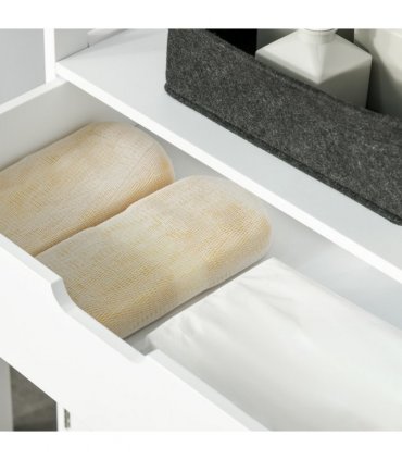 kleankin Bathroom Floor Storage Cabinet Kitchen Sideboard Standing Unit  Doors
