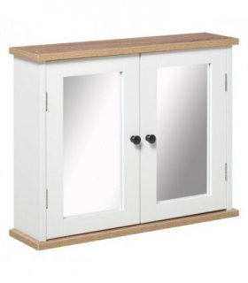 kleankin Bathroom Mirror Cabinet Wall Mounted Storage Cupboard W/ Double Door