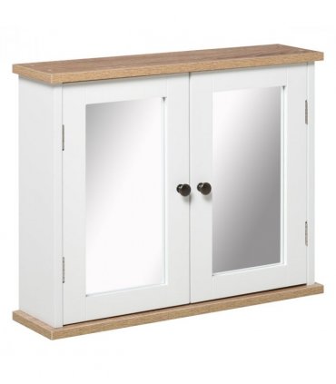 kleankin Bathroom Mirror Cabinet Wall Mounted Storage Cupboard W/ Double Door