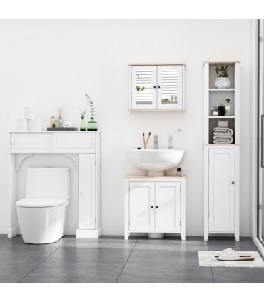 kleankin Bathroom Mirror Cabinet Wall Mounted Storage Cupboard W/ Double Door