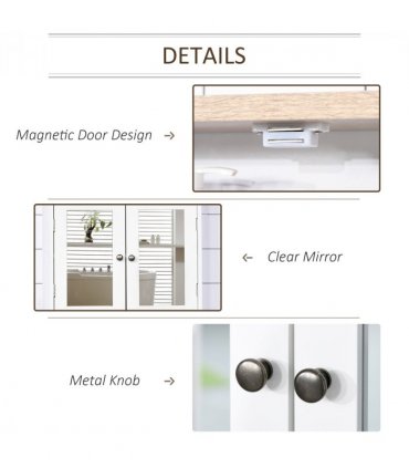 kleankin Bathroom Mirror Cabinet Wall Mounted Storage Cupboard W/ Double Door