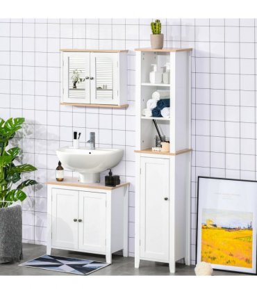 kleankin Bathroom Mirror Cabinet Wall Mounted Storage Cupboard W/ Double Door