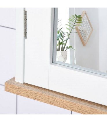 kleankin Bathroom Mirror Cabinet Wall Mounted Storage Cupboard W/ Double Door