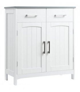 kleankin Freestanding Bathroom Cabinet with 2 Drawers 2 Doors Adjustable Shelf