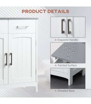 kleankin Freestanding Bathroom Cabinet with 2 Drawers 2 Doors Adjustable Shelf