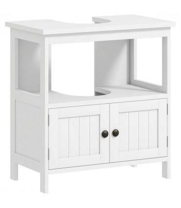 Bathroom Pedestal Under Sink Cabinet White MDF 60H x 60W x 30Dcm Storage Shelves