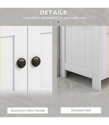 Bathroom Pedestal Under Sink Cabinet White MDF 60H x 60W x 30Dcm Storage Shelves