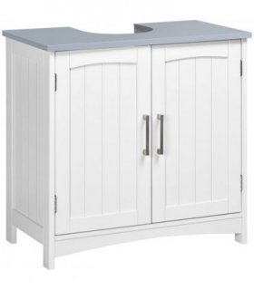 Cabinet White MDF 60W x 33D x 60H cm Bathroom Storage Vanity Unit