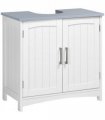 Cabinet White MDF 60W x 33D x 60H cm Bathroom Storage Vanity Unit