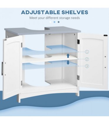 Cabinet White MDF 60W x 33D x 60H cm Bathroom Storage Vanity Unit