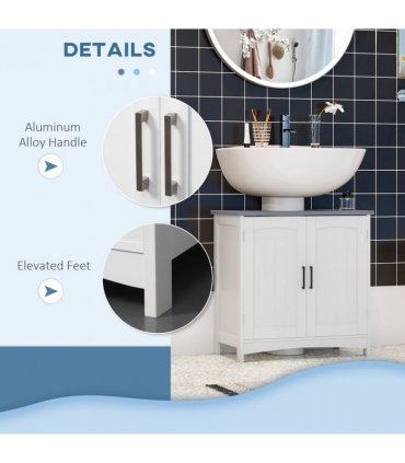 Cabinet White MDF 60W x 33D x 60H cm Bathroom Storage Vanity Unit