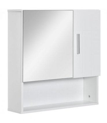 Bathroom Mirror Cabinet   Storage Organizer, White, 55.3H x 54L x 15.2Wcm