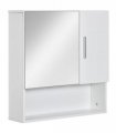 Bathroom Mirror Cabinet   Storage Organizer, White, 55.3H x 54L x 15.2Wcm