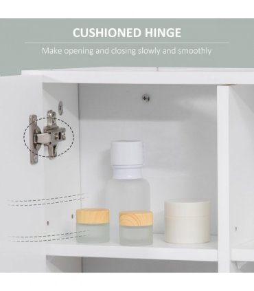 Bathroom Mirror Cabinet   Storage Organizer, White, 55.3H x 54L x 15.2Wcm