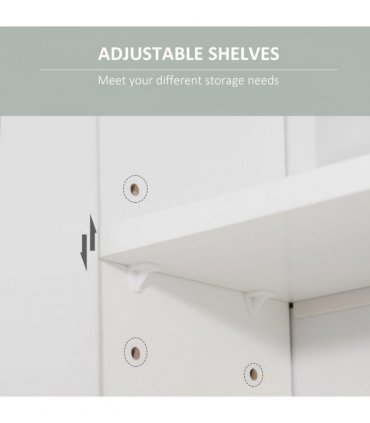 Bathroom Mirror Cabinet   Storage Organizer, White, 55.3H x 54L x 15.2Wcm