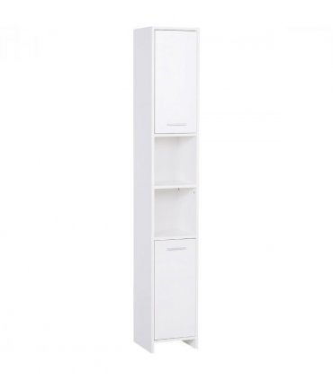 Storage Cabinet White 30L x 30W x 190H cm Engineered Wood Board Modern Aesthetic