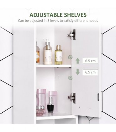 Storage Cabinet White 30L x 30W x 190H cm Engineered Wood Board Modern Aesthetic
