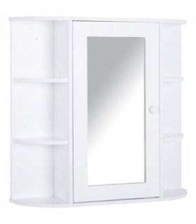 Wall Mounted Bathroom Cabinet White MDF 63H x 66W x 17Dcm Single Door Mirror