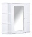 Wall Mounted Bathroom Cabinet White MDF 63H x 66W x 17Dcm Single Door Mirror