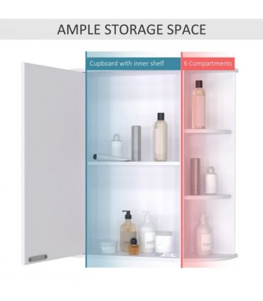 Wall Mounted Bathroom Cabinet White MDF 63H x 66W x 17Dcm Single Door Mirror