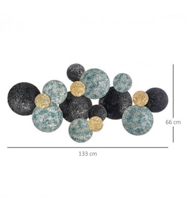 HOMCOM Minimalist Metal Wall Art Circle Home Hanging Wall Sculpture, Blue