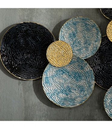 HOMCOM Minimalist Metal Wall Art Circle Home Hanging Wall Sculpture, Blue