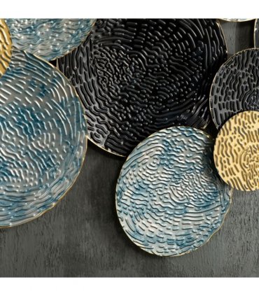 HOMCOM Minimalist Metal Wall Art Circle Home Hanging Wall Sculpture, Blue