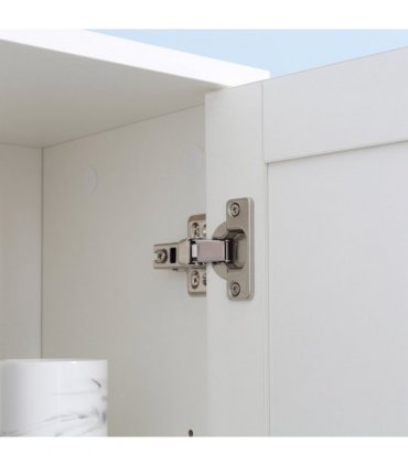 Bathroom Storage Cabinet White Particle Board Tallboy Adjustable Shelves Mirror