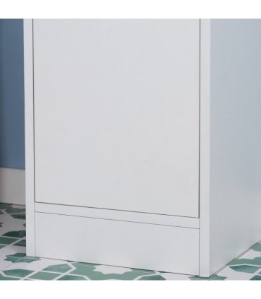 Bathroom Storage Cabinet White Particle Board Tallboy Adjustable Shelves Mirror