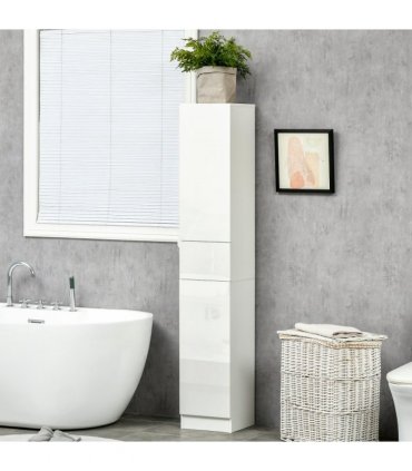 Bathroom Cabinet White 170H x 30W x 28Dcm High Gloss Tallboy Slimline Design