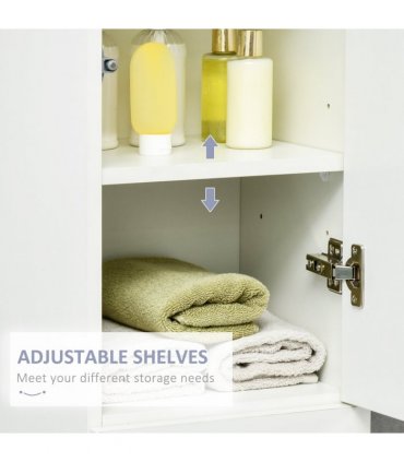 Bathroom Cabinet White 170H x 30W x 28Dcm High Gloss Tallboy Slimline Design