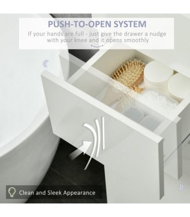 Bathroom Cabinet White 170H x 30W x 28Dcm High Gloss Tallboy Slimline Design