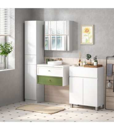 Bathroom Cabinet White 170H x 30W x 28Dcm High Gloss Tallboy Slimline Design