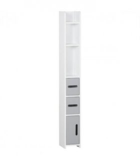 kleankin Freestanding Tall Bathroom Cabinet W/ Open Shelves 3 Cupboards, Grey