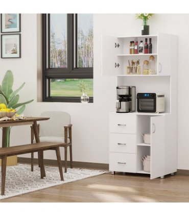 Kitchen Storage Cabinet Wooden Cupboard Organizer Home Furniture, White
