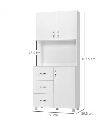 Kitchen Storage Cabinet Wooden Cupboard Organizer Home Furniture, White