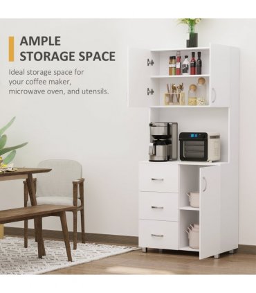 Kitchen Storage Cabinet Wooden Cupboard Organizer Home Furniture, White
