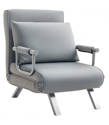 Sofa Bed Foldable Portable Armchair Sleeper Lounge Light Grey Suedette