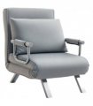 Sofa Bed Foldable Portable Armchair Sleeper Lounge Light Grey Suedette