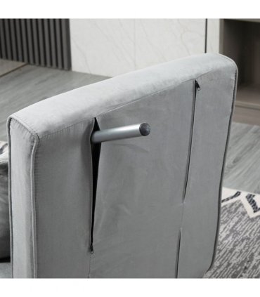 Sofa Bed Foldable Portable Armchair Sleeper Lounge Light Grey Suedette