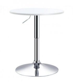 Bar Table 60cm Adjustable Height Round Swivel Top Metal Frame White