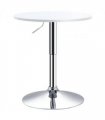 Bar Table 60cm Adjustable Height Round Swivel Top Metal Frame White