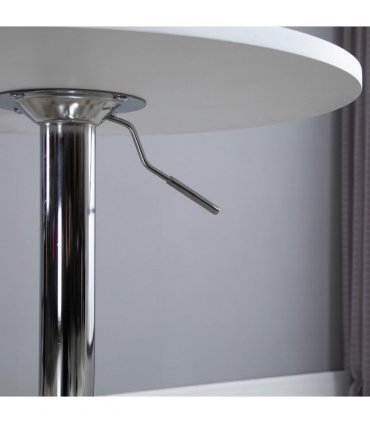 Bar Table 60cm Adjustable Height Round Swivel Top Metal Frame White