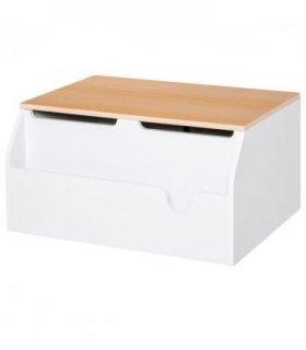 Wooden Kids Toy Box Children Storage Chest Book Slot White 30H x 58L x 43Wcm